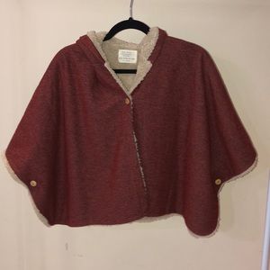 ZARA poncho (XS women) - sherpa inner, tweed outer